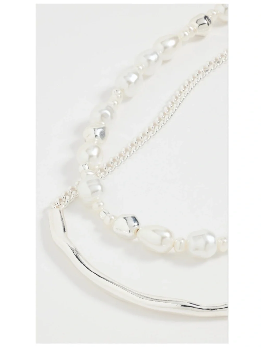 NWT Madewell Layered Freshwater Pearl and Silver Necklace - Picture 3 of 8